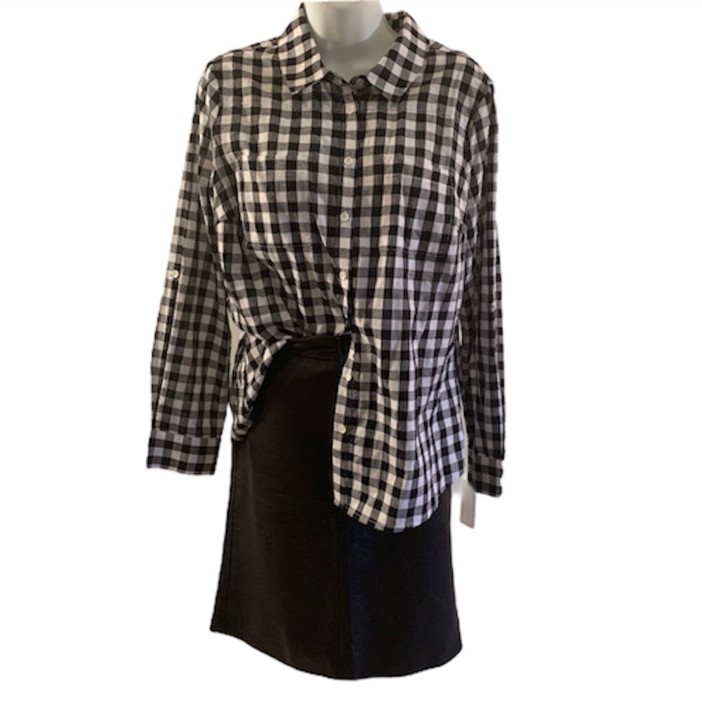 ABS BY ALLEN SCHWARTZ CHECKERED BUTTON DOWN TOP